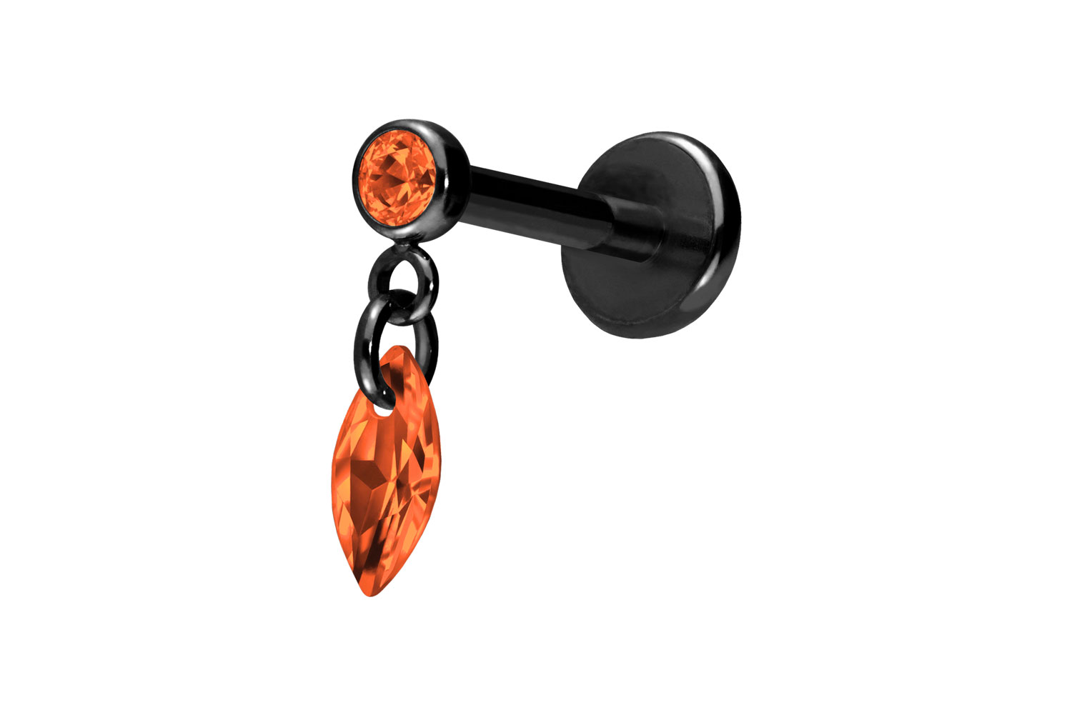 Titan Labret Piercing mit Push Fit KRISTALLOVAL